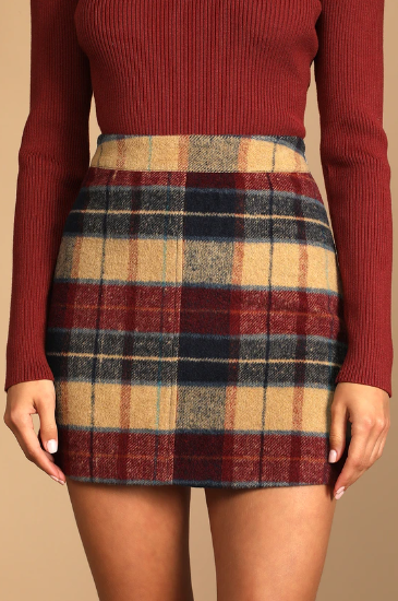 Multi Plaid Mini Skirt