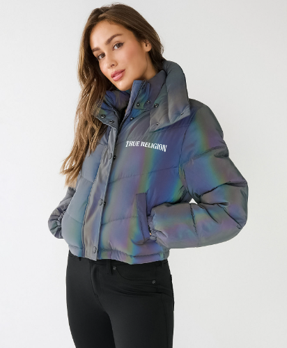 Reflective Crop Puffer Jacket